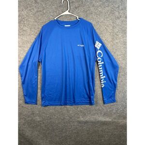 Columbia‎ Mens PFG Long Sleeve Fishing Shirt Blue Size M Medium Logo